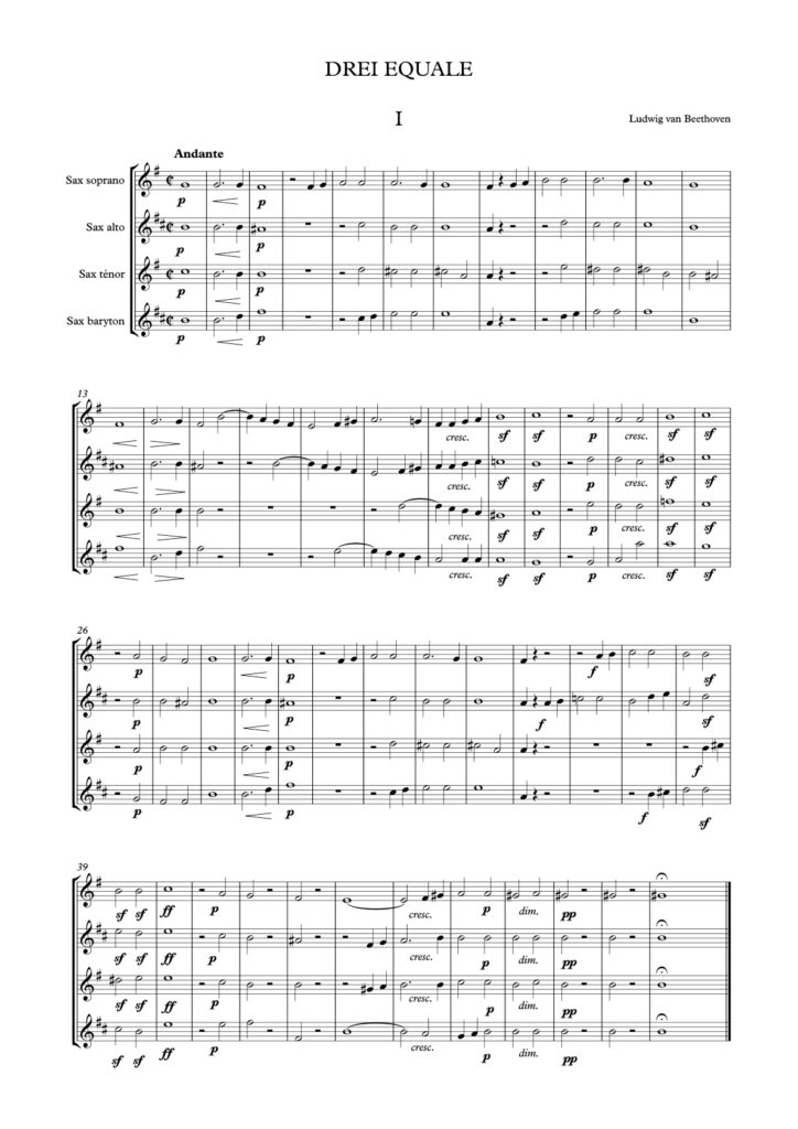 extrait transcription PSM : Beethoven : Drei Equale