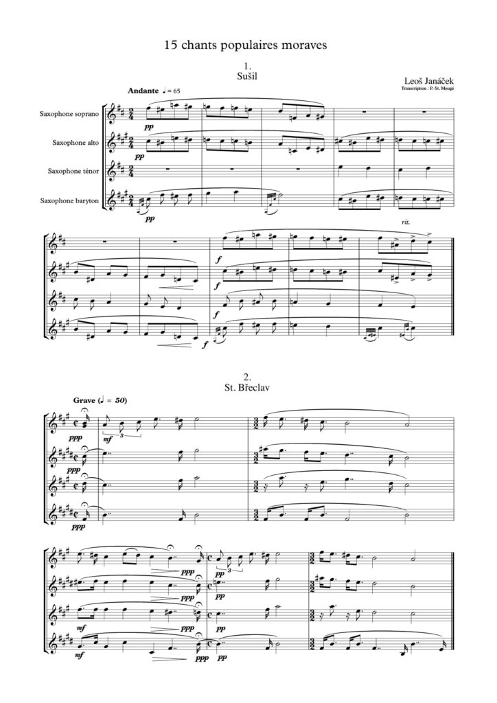 extrait transcription PSM : Janacek : 15 chants moraves