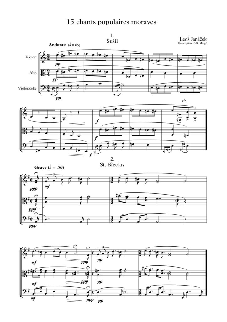 extrait Janacek : 15 chants populaires moraves (Trio à cordes)