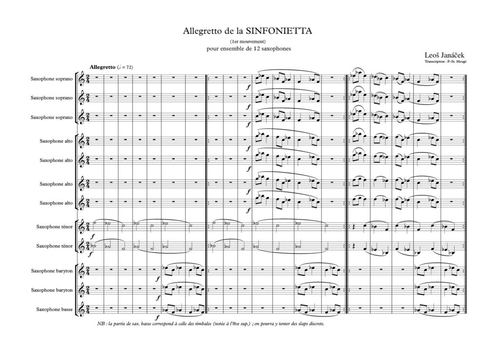 extrait Janacek : Sinfonietta (Allegretto) pour ensemble de douze saxophones