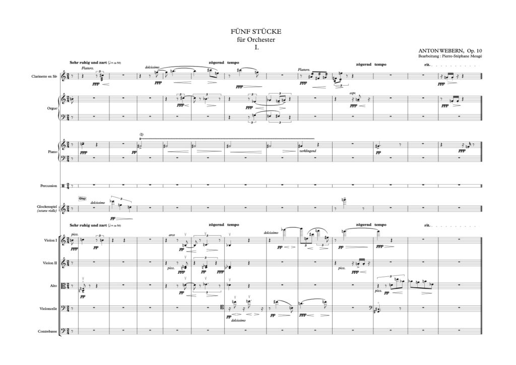 extrait transcription PSM : Webern : Fünf Stücke fur Orchester, opus 10