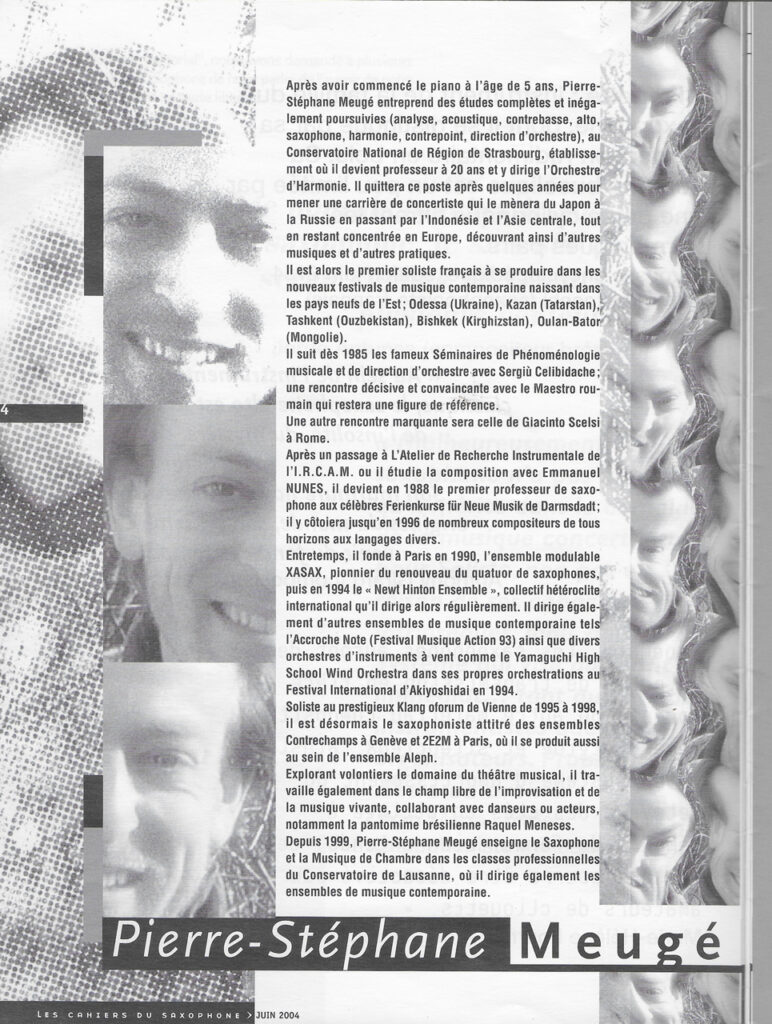 Interview Portrait de P.S. Meugé dans la revue A-Sax, n°14, juin 2004