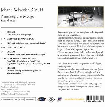 Disque de Pierre-Stéphane Meugé: Bach Sax (verso)