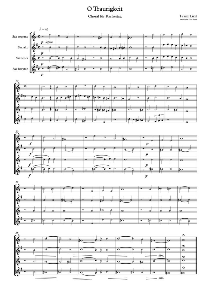 Extrait transcription PSM : Franz Liszt : O Traurigkeit 