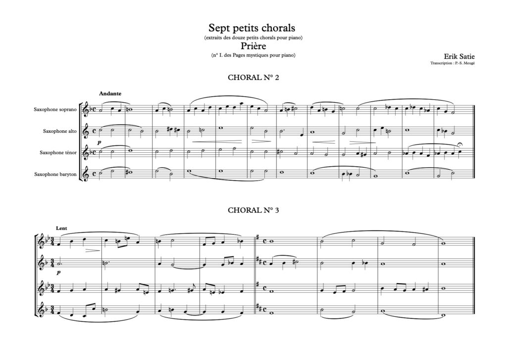 Extrait transcription PSM : Erik Satie : Sept petits chorals