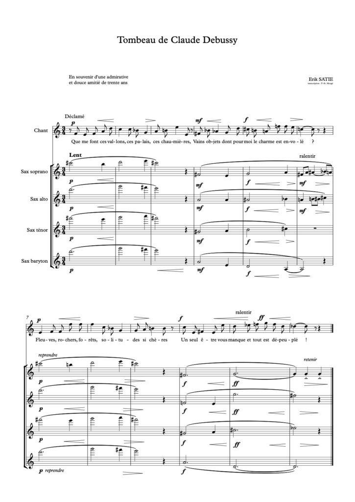 Extrait transcription PSM : Erik Satie : Tombeau de Claude Debussy